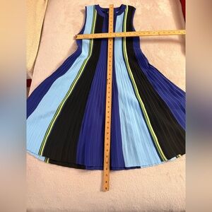 Striped Blue and Black Pleated Skirt size M